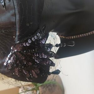 Vintage satin and bead with netting hat